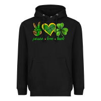 Black peace love luck st. patricks day nePeace love luck Heavyweight Hoodie - Neo Western