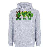 Heather Grey peace love luck st. patricks day nePeace love luck Heavyweight Hoodie - Neo Western
