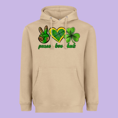 Peace Love Luck St. Patricks Day Nepeace Love Luck Heavyweight Hoodie Designed By Neo Western