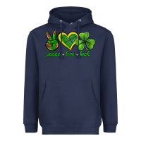 Navy peace love luck st. patricks day nePeace love luck Heavyweight Hoodie - Neo Western