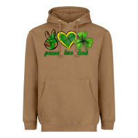 Toasted Coconut peace love luck st. patricks day nePeace love luck Heavyweight Hoodie - Neo Western