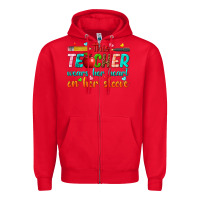 Red this teacher wears her heart on her sleeve Zipper Hoodie - texasbilliewilder