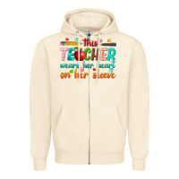 Sandshell this teacher wears her heart on her sleeve Zipper Hoodie - texasbilliewilder