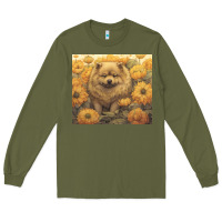 Army Green chow chow Long Sleeve Tee - Unal Design