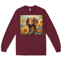 Burgundy dachshund Long Sleeve Tee - Unal Design