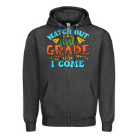 Charcoal Heather watch out first grade here i come Zipper Hoodie - texasbilliewilder