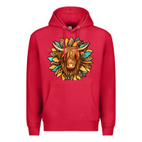 Cardinal highland cow turquoise sunflower Premium Hoodie - Jasminsmagicworld