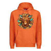 Carrot highland cow turquoise sunflower Premium Hoodie - Jasminsmagicworld