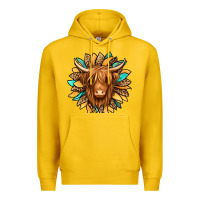 Lemon highland cow turquoise sunflower Premium Hoodie - Jasminsmagicworld