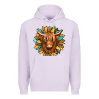 Lilac highland cow turquoise sunflower Premium Hoodie - Jasminsmagicworld