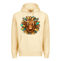 Pina Colada highland cow turquoise sunflower Premium Hoodie - Jasminsmagicworld