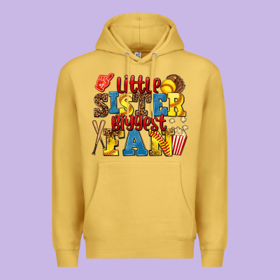 Little Sister Biggest Fan Softball Premium Hoodie Designed By Adodesignshop