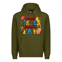 Army Green little sister biggest fan softball Premium Hoodie - AdoDesignShop