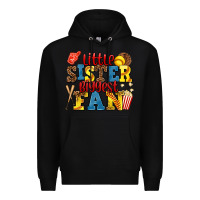 Black little sister biggest fan softball Premium Hoodie - AdoDesignShop