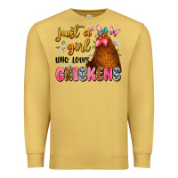Antique Gold just a girl who loves chickens Premium Sweatshirt - JahusDesignShop