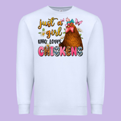 Just A Girl Who Loves Chickens Premium Sweatshirt Designed By Jahusdesignshop