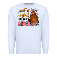 White just a girl who loves chickens Premium Sweatshirt - JahusDesignShop