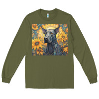 Army Green great dane Long Sleeve Tee - Unal Design