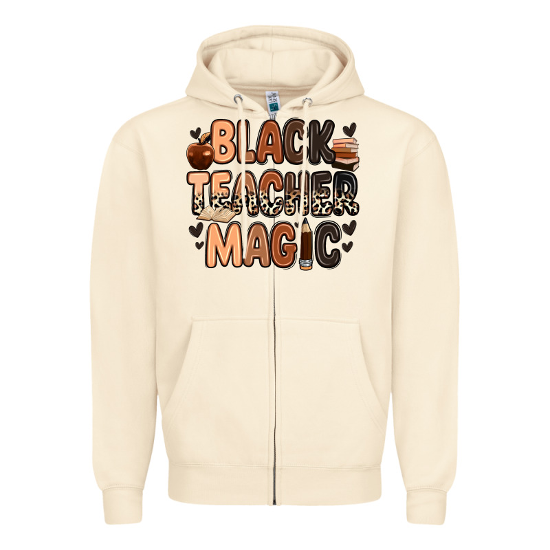 Black Teacher Magic Zipper Hoodie by Zillion Design Studio | Teevron