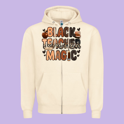 Black Teacher Magic Zipper Hoodie Designed By Zillion Design Studio