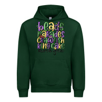 Forest Green beads parades crawfish king cake mardi gras Urban Hoodie - MaliasSmallBusiness