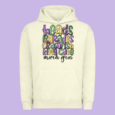 Beads Parades Crawfish King Cake Mardi Gras Urban Hoodie Designed By Maliassmallbusiness