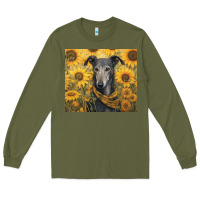 Army Green greyhound Long Sleeve Tee - Unal Design