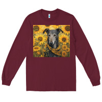 Burgundy greyhound Long Sleeve Tee - Unal Design