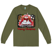 Army Green merry christmas truck snowman Long Sleeve Tee - BarkalooDesign
