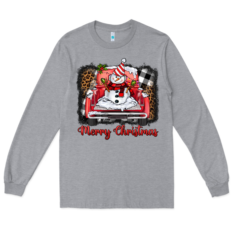 Merry Christmas Truck Snowman Long Sleeve Tee by BarkalooDesign | Teevron