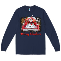 Navy merry christmas truck snowman Long Sleeve Tee - BarkalooDesign