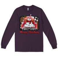 Plum merry christmas truck snowman Long Sleeve Tee - BarkalooDesign