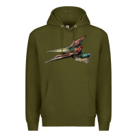 Army Green Pteranodon Face Premium Hoodie - LillyAllenDesigns