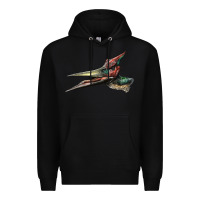 Black Pteranodon Face Premium Hoodie - LillyAllenDesigns