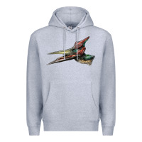 Heather Grey Pteranodon Face Premium Hoodie - LillyAllenDesigns