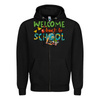 Black welcome back to school Zipper Hoodie - texasbilliewilder