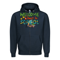 Navy welcome back to school Zipper Hoodie - texasbilliewilder