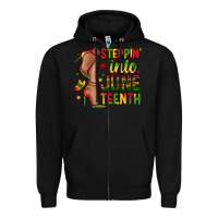 Black steppin into juneteenth Zipper Hoodie - Zillion Design Studio