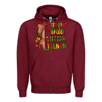 Burgundy steppin into juneteenth Zipper Hoodie - Zillion Design Studio