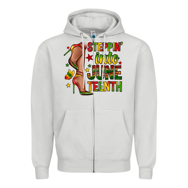 Steppin Into Juneteenth Zipper Hoodie by Zillion Design Studio | Teevron