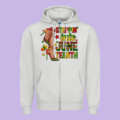 Steppin Into Juneteenth Zipper Hoodie Designed By Zillion Design Studio