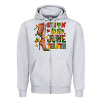 Heather Grey steppin into juneteenth Zipper Hoodie - Zillion Design Studio