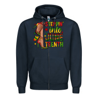 Navy steppin into juneteenth Zipper Hoodie - Zillion Design Studio