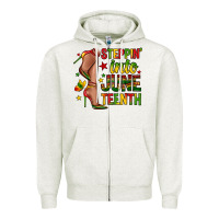 Oatmeal Heather steppin into juneteenth Zipper Hoodie - Zillion Design Studio