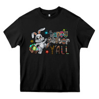 Black Happy Easter Y'all Heavy Core Tee - CowhideDigitalArt