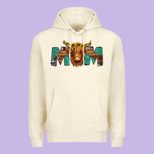 Highland Cow Mom Premium Hoodie Designed By Jasminsmagicworld