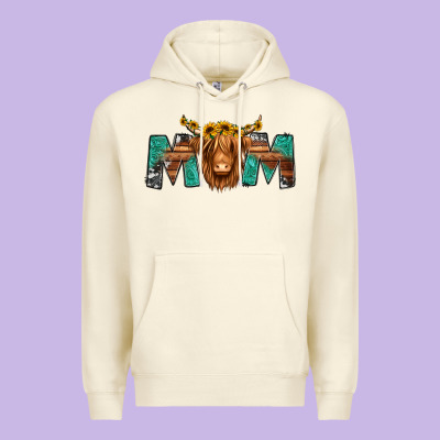 Highland Cow Mom Premium Hoodie Designed By Jasminsmagicworld