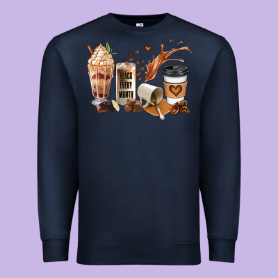 Black Every Month Melanin Coffee Cups Premium Sweatshirt Designed By Jahusdesignshop