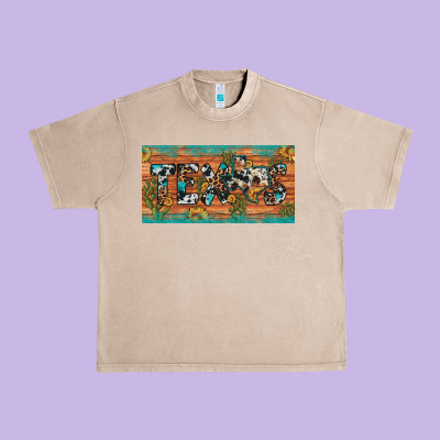 Texas Sunflower Cactus Cowhide Leopard Licence Plate Urban Heavy Tee Designed By Artiststas