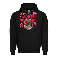 Black valentine's day  pug Zipper Hoodie - RanaPortraitStore